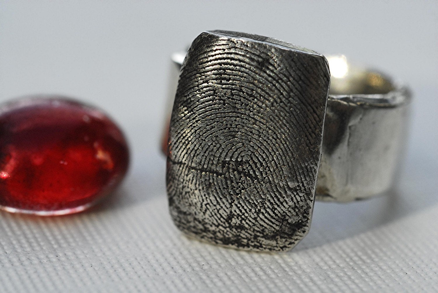 Fingerprint Thumbprint Ring in Sterling Silver Personalized