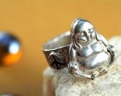 Buddha Silver Ring Jewelry Peace Sign in Sterling Silver