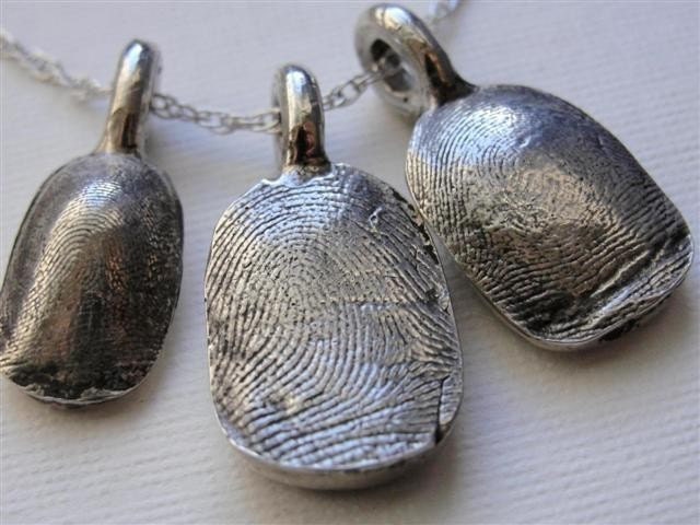 Silver Fingerprint Necklace Jewelry Thumbprint Personalized Sterling Silver