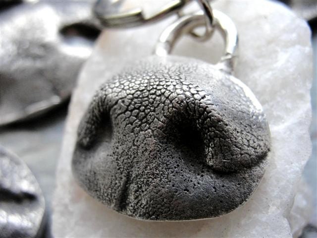 Dog Nose Keychain Personalized With Name Sterling Silver Large Dog