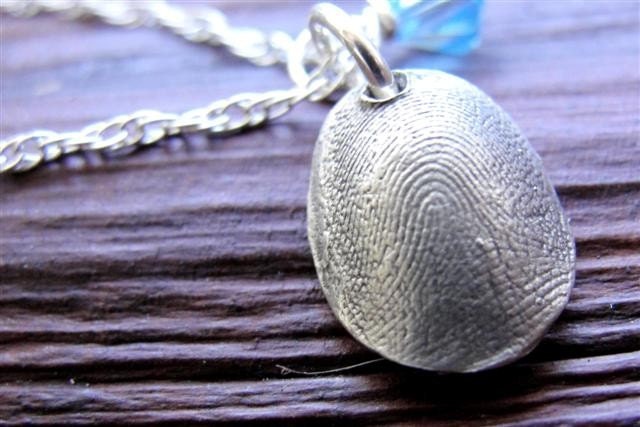 Fingerprint Jewelry Necklace Thumbprint Personalized in Sterling Silver