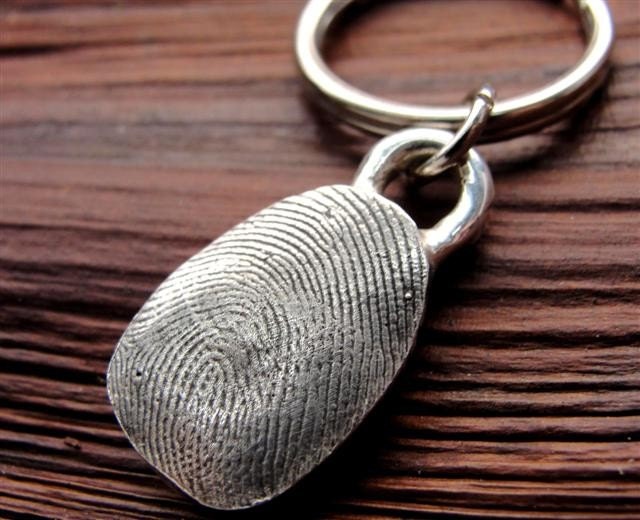 Fingerprint Key Chain Thumbprint  Keychain in Sterling Silver