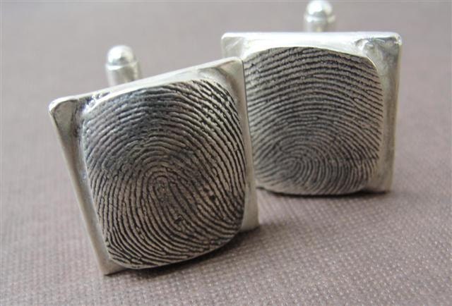 Fingerprint Custom Cuff Links Thumbprint Cufflinks in Sterling Silver Personalized