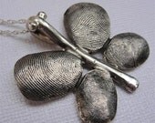 Fingerprint Butterfly Necklace Sterling Silver Personalized Thumbprint