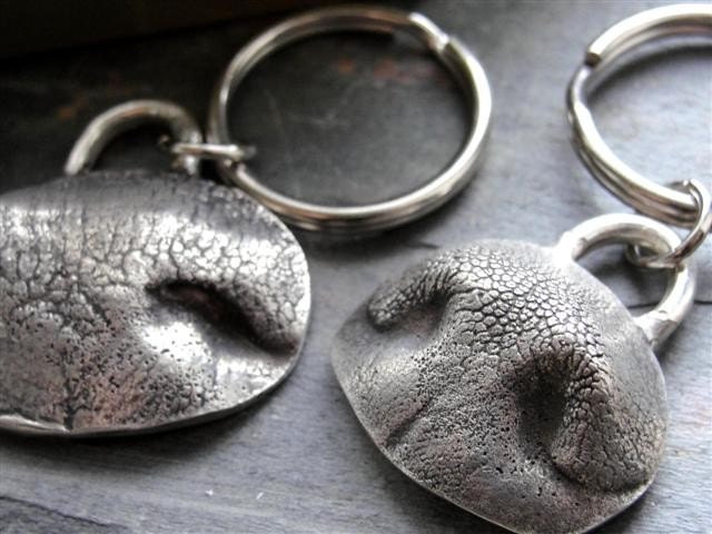 Dog Nose Keychain Personalized With Name Sterling Silver Large Dog