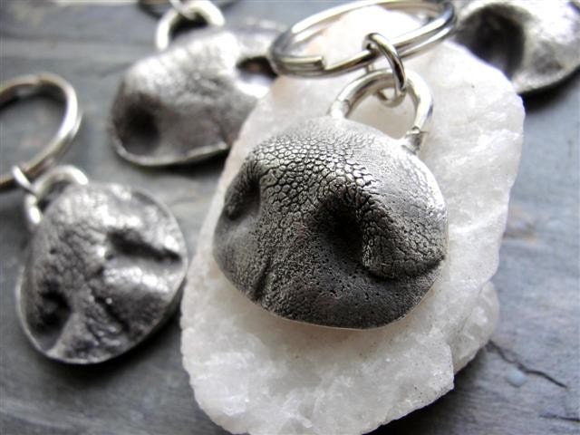 Dog Nose Keychain Personalized With Name Sterling Silver Large Dog
