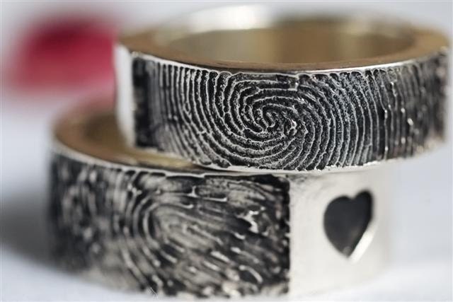 Custom Fingerprint Ring Wedding Band Personalized Sterling Silver Jewelry