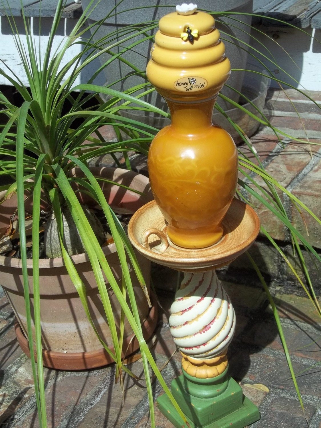 Recycled Garden Yard Art Totem - Tuscan Honey