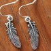 Tiny Feather Earrings - Silver