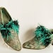 Art Deco Shoes - Ostrich Feather Trim High Vamp 1920s Size 4 English