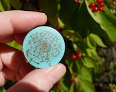 Dandelion Wishes Locket Original Artwork Engraved Design on Verdigris Vintage Locket