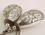 Moroccan Dangle Earrings, Vintage Silver Teardrops,  Metallic Jewelry Gifts for Her Under 20