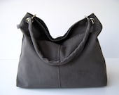 Classy Hobo Bag in Olive Grey - with top ZIPPER CLOSURE -- Large