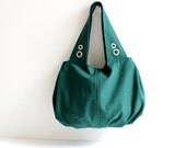 Grandy Large Hobo Bag in Emerald Green / Double Shoulder Bag / Diaper Bag / Pleated Bag / Zipper Closure / Zipper Pocket / Spring / Summer