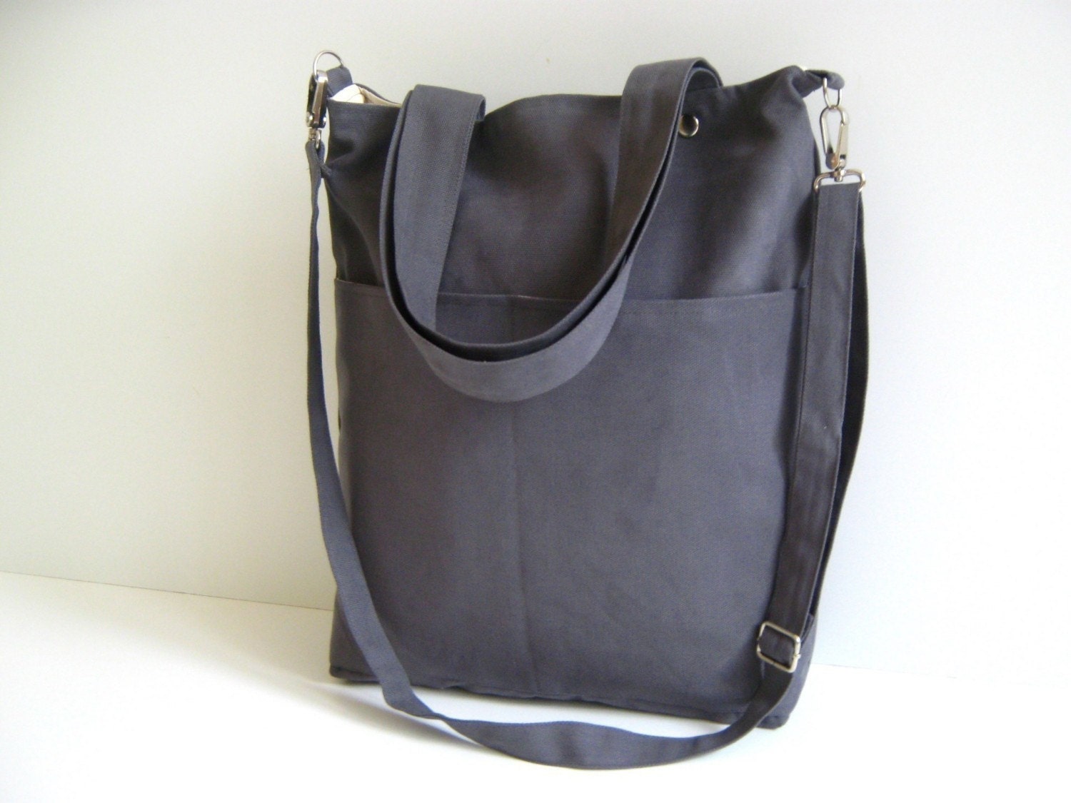 Simply Tote Bag in olive gray - unisex - multi functional handstiched - handbag - satchel - carry bag - macbook pro - large