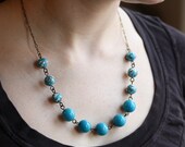 Blue Beaded Lucite Necklace with Vintage Lucite Beads - Blue Lagoon Necklace