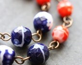 Coloful Beaded Necklace with Vintage Glass Beads - Electric Indigo Necklace