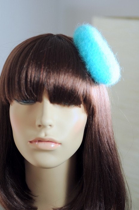 Turquoise Felt Beret Blue Raspberry Mini