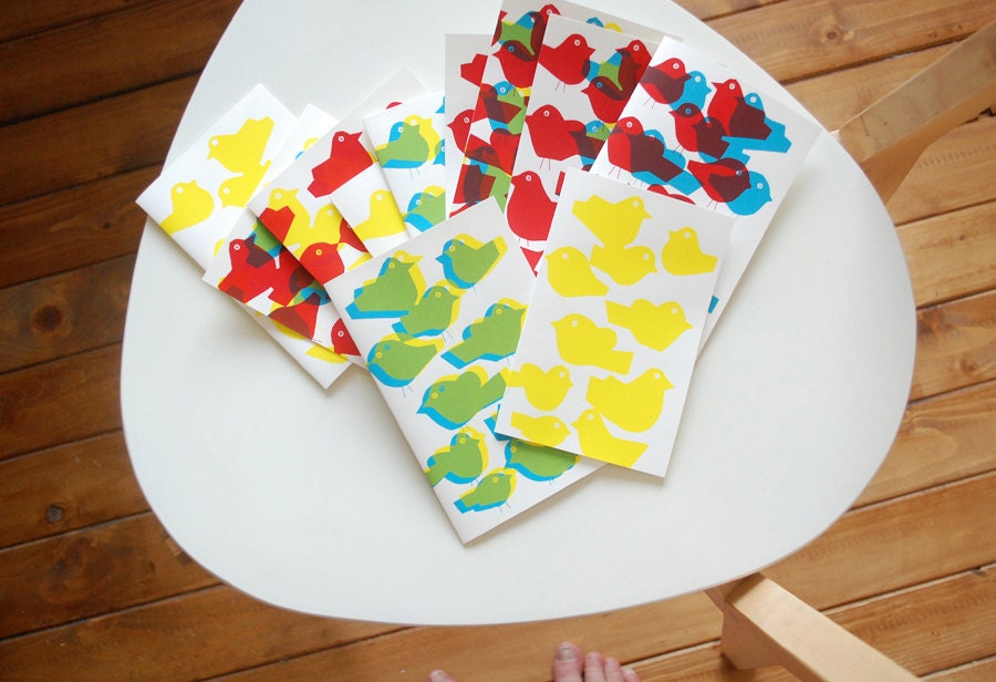 Set of 9 colorful postcards