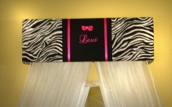 Bed Canopy Crib Crown HOT Pink Zebra Print SaLe Embroidered Bedroom Decor