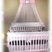 Monogrammed Bed Crown Canopy Princess Pink Black Padded Embroider canopy SaLe