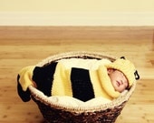 Buzz Baby Bee Newborn Baby Knit Seed Pod Cocoon Plus Hat - ventichai