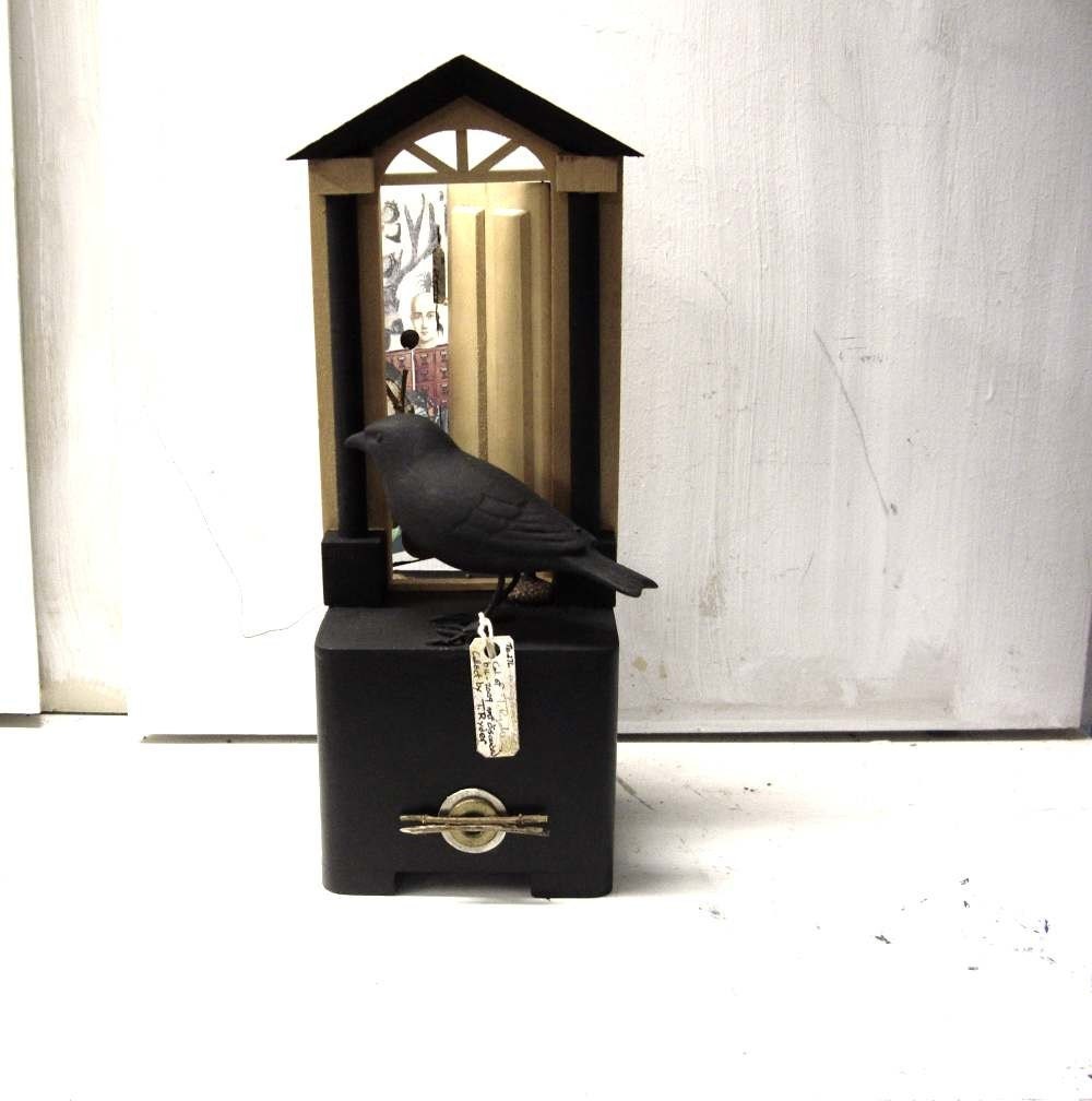 Best EVER Guaranteed  Fine Art CABINET OF CURIOSITY Mixed Media Sculpture Museum of Natural History  Bird Phrenology Museum Labels Deer Open Wood  Door Butterfly Branch Acorn Cabinet