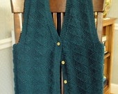 Aran Inspired Diamond Stitch Sweater Pattern - Button Down Vest - Medium Size