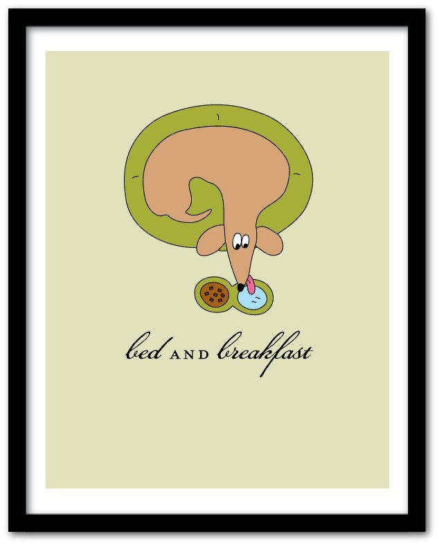 Bed and Breakfast - Dog Art Print 8x10 (AP174)