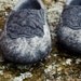Women wool house shoes Glam Rock, gray and black