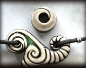 Black and White Wave Necklace with Splash of Blue Green Maelstrom Ooak