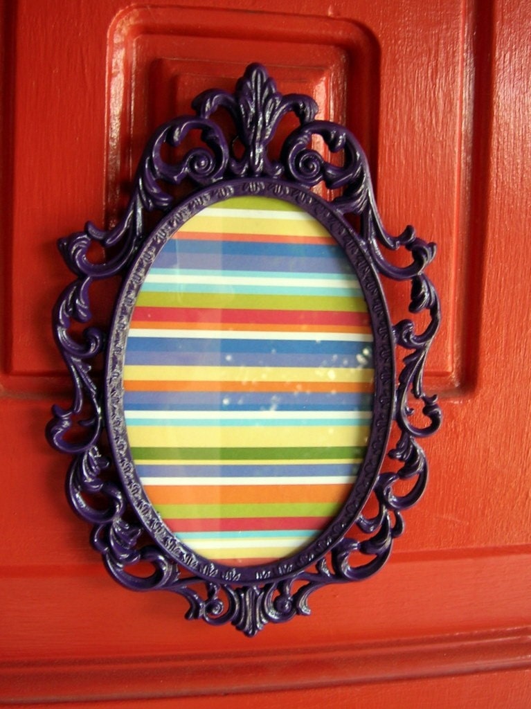 Purple Upcycled Metal Filigree Frame Made in Italy