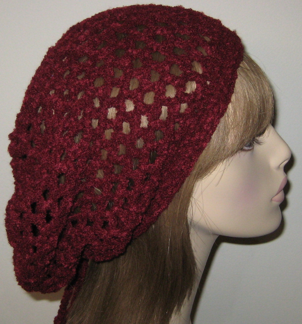 Wine Slouchy Beanie Snood Dread Tam Hat