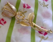 Vintage Rose Rhinestone Pin Brooch