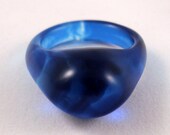 Tall dome ring in dark blue and clear Size 11.75