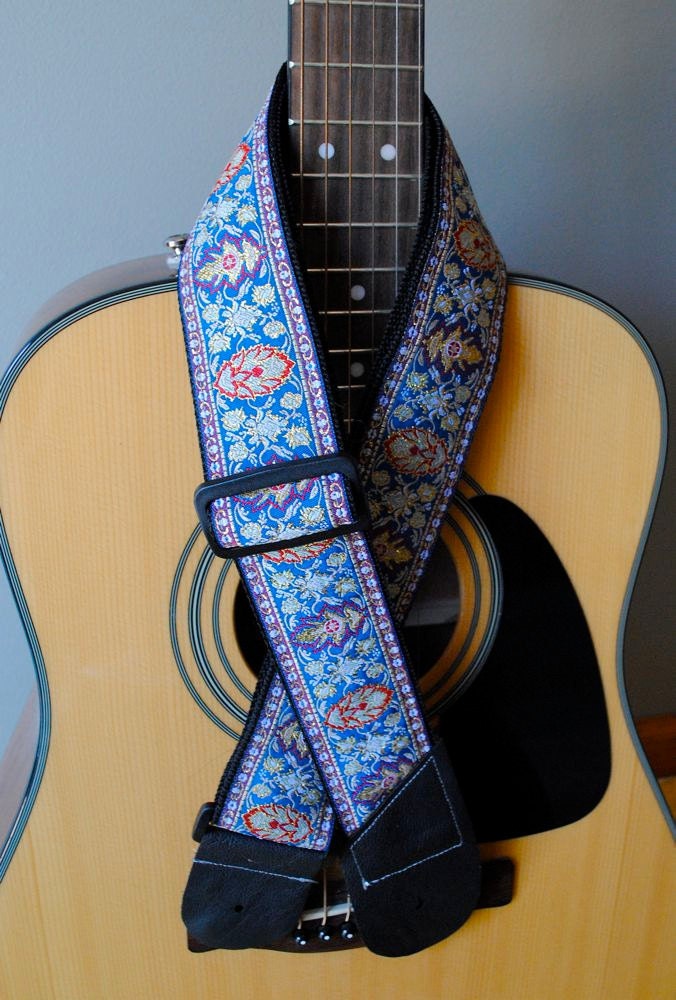 Adjustable Acoustic Guitar Strap - Metallic Woodstock - NEW