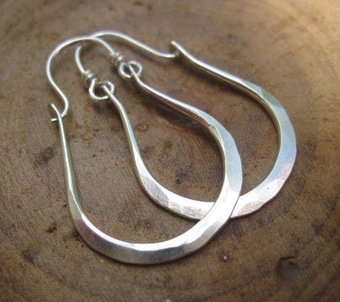 Handmade Hammered Sterling Silver Earrings Gabriela Hoops