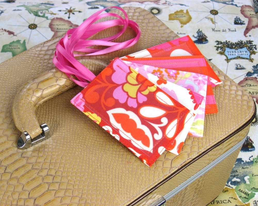 Wedding Party Gift Ideas, 50 Bridal Shower Favors, Luggage Tags in 5 coordinating fabrics