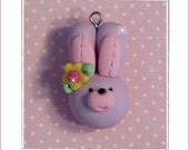 Happy Spring Polymer Clay Bunny Charm/Bead/Hair Bow Center