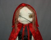 OOAK Little Red Riding Hood Rag Doll Creepy Gothic Horror Folk Art By Jodi Cain