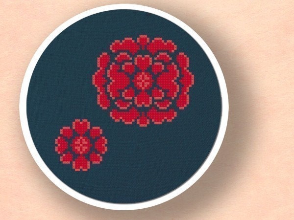 Intricate Red Flower. Best Seller Cross Stitch Pattern PDF File