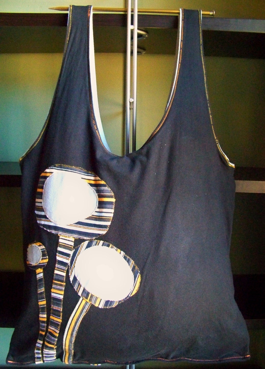 Striped Poppy Flower Tote Bag made from recycled T-shirts.