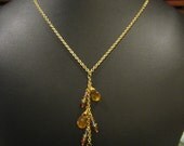 Wire Wrapped Honey Chalcedony Briolette, Gemstone Gold Drop Pendant Necklace