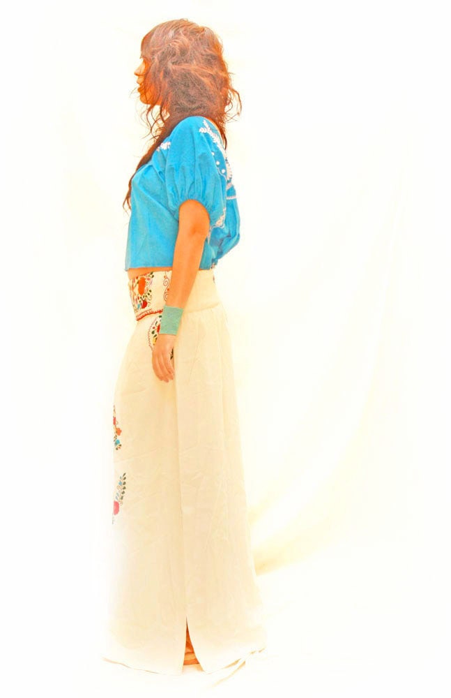 Tree of life Mexican embroidered maxi skirt convertible dress strapless