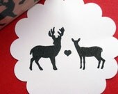 Buck and Doe Deer Love Rubber Stamp -  Handmade by Blossom Stamps