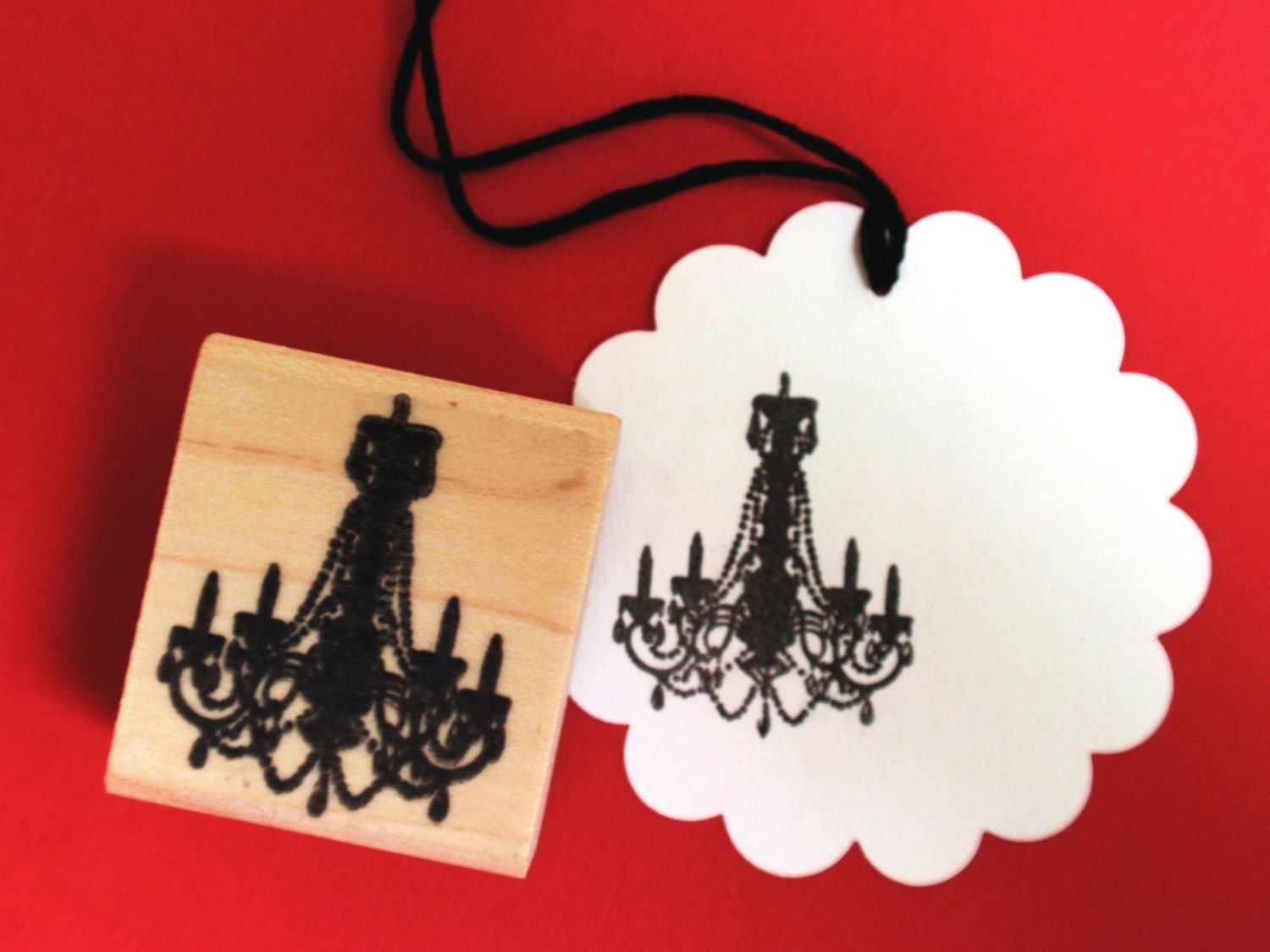 Chandelier Silhouette Rubber Stamp - Sz Small - Handmade rubber stamps by BlossomStamps