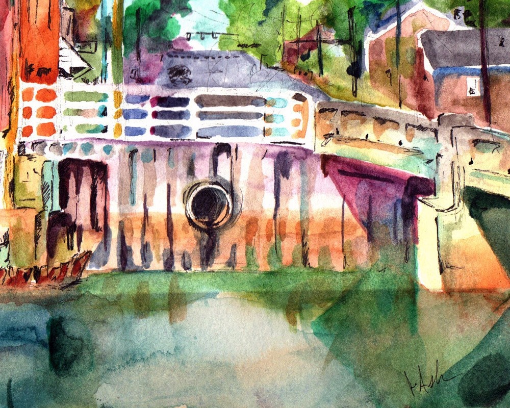 Original Watercolor and Ink Painting - Always Changing - Landscape Painting of River