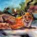 Fox Painting - Fox Out of Water - Original Watercolor and Ink Painting