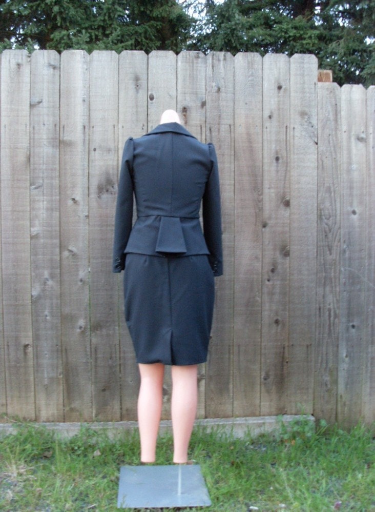 Sophisticated Classic Suit Wiggle Skirt Fitted Peplum Jacket