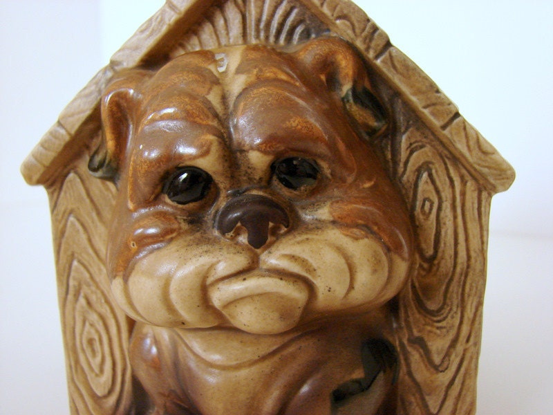 Vintage Bulldog Doghouse Planter